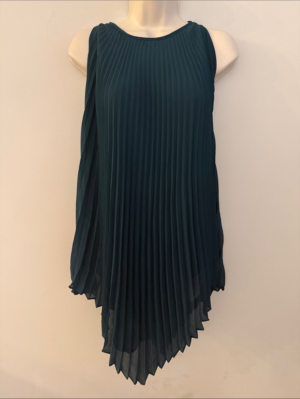 Max Studio Pleated Sleeveless Tunic - Forest Teal Green Size Small